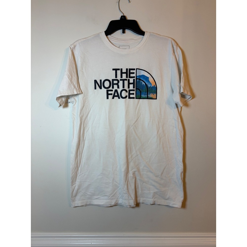 The North Face Graphic T-Shirt Mens Medium White Half Dome Logo Short Sleeve
